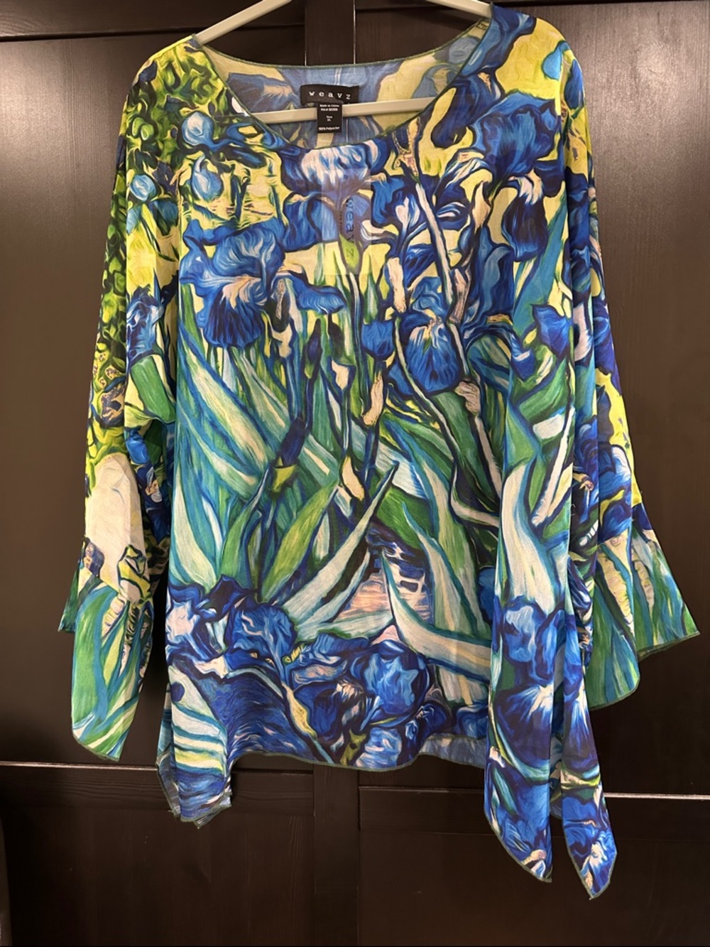 Weavz Iris Blue and Green Floral Tunic Top